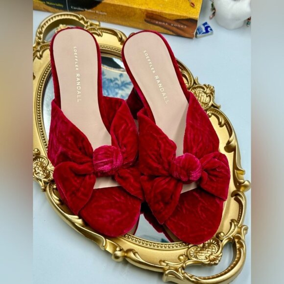 🆕 LOEFFLER RANDALL 🧿 NWOB Celeste Knotted Velvet Block Mid Heel Slide, Sz 7 - Picture 6 of 14